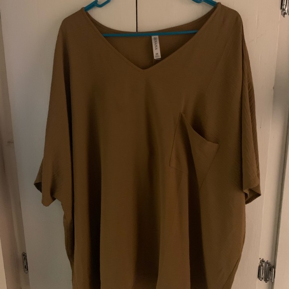 Zanzea Tan V-Neck Short Sleeve Top - Picture 1 of 2